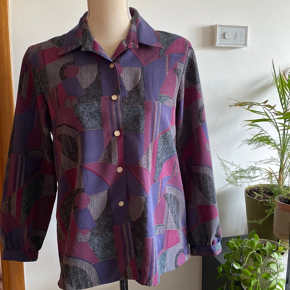 Vintage button down shirt with glitter buttons